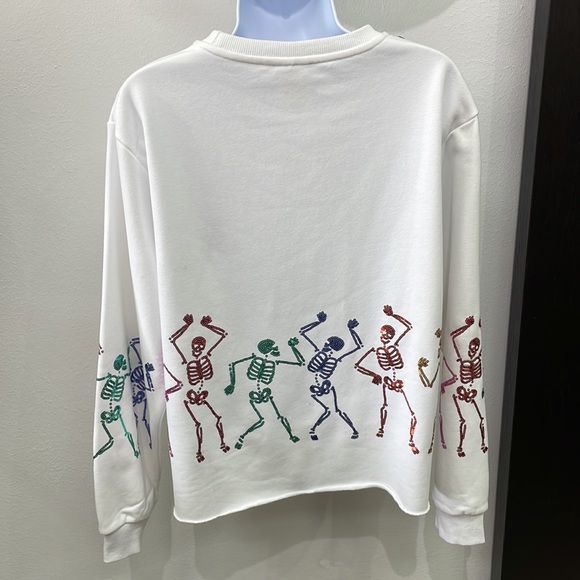 Queen of Sparkles White Dancing Skeleton Sweatshirt - Picture 2 of 2